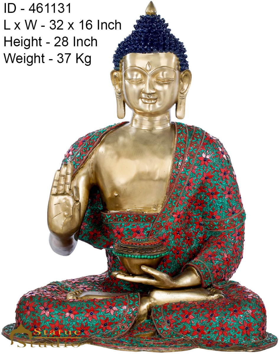 Brass Large Size Buddha Statue Exclusive Home Décor Masterpiece 2.5 Feet