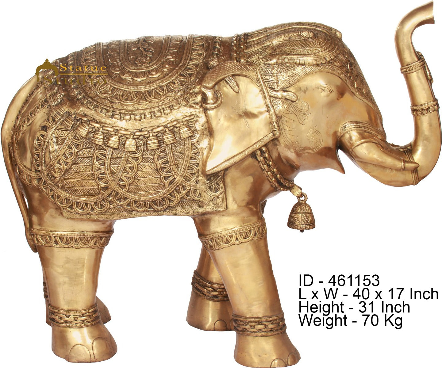 Brass Large Size Elephant Statue Home Garden Décor Showpiece Figurine 2.5 Feet