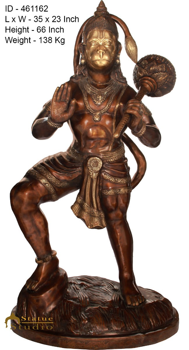 Brass Super Large Standing Hanuman Statue Antique finish For Home Temple Decor 5.5 Feet