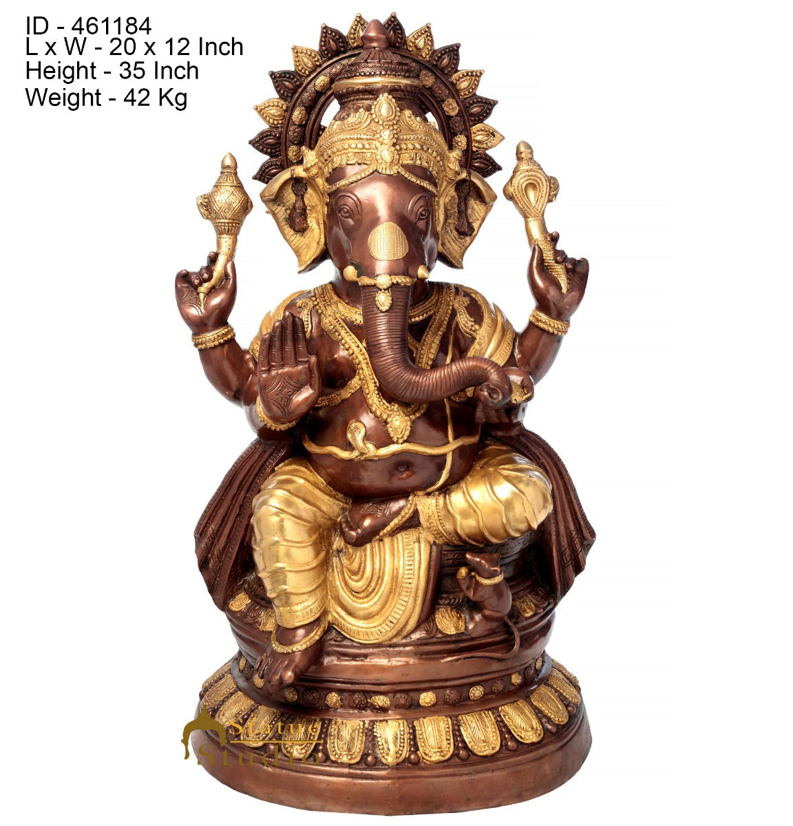 Brass Large Size Ganesha Statue Home Office Garden Décor Idol Showpiece 3 Feet