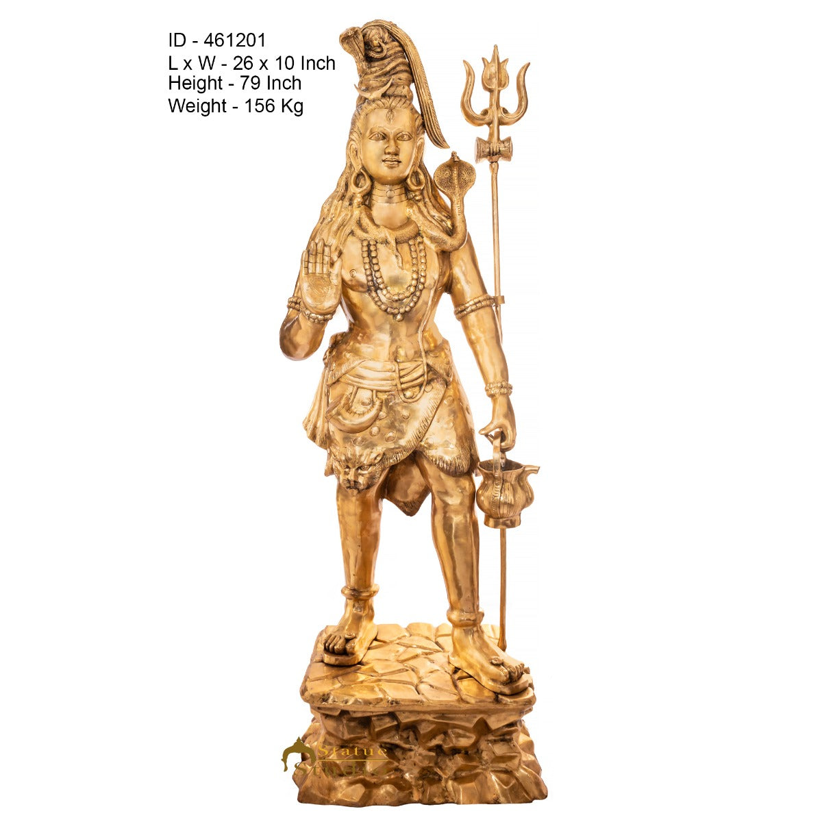 Brass Very Large Size Standing Shiva Idol For Home Temple Decor 7 Feet