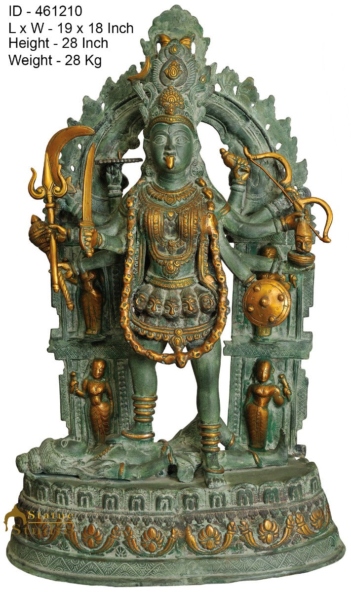 Brass Large Maa Kali Idol Religious Décor Antique Home Temple Statue 28"