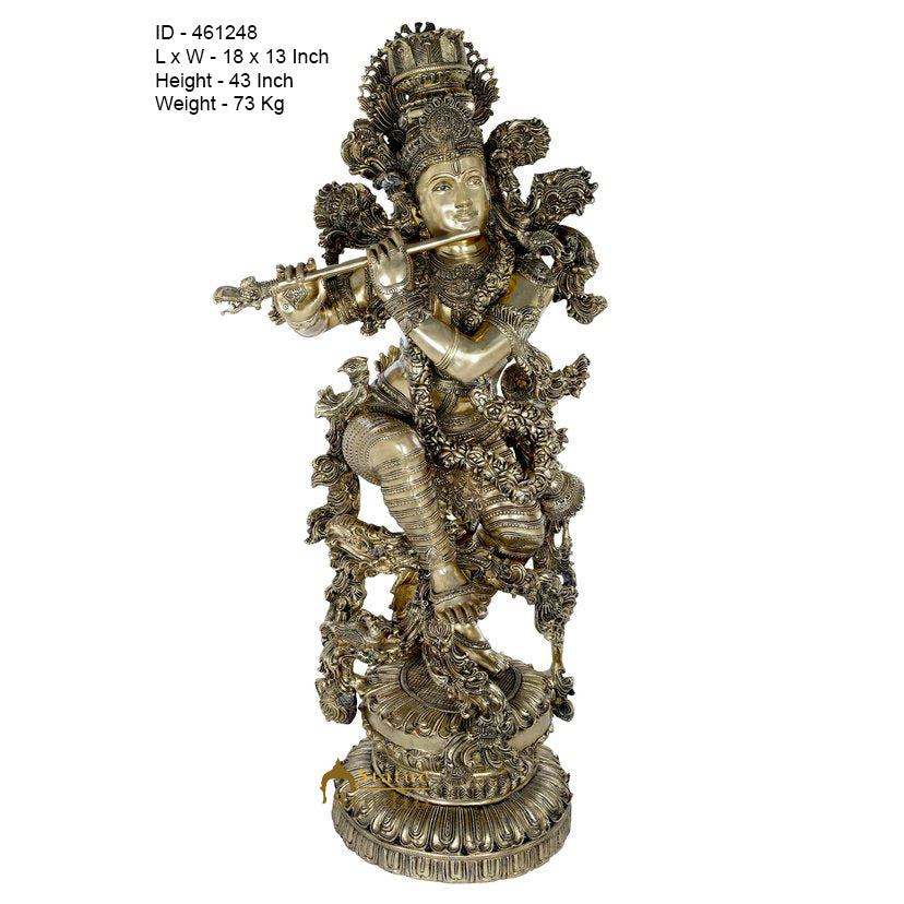 Brass Superfine Krishna Idol Exclusive Masterpiece 3.5 Feet