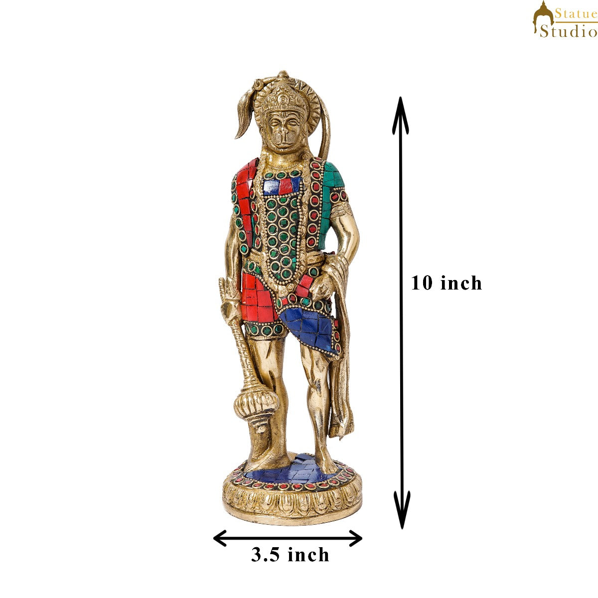 Brass Standing Pawan Putra Hanuman Idol For Home Pooja Decor Showpiece 10 Inch