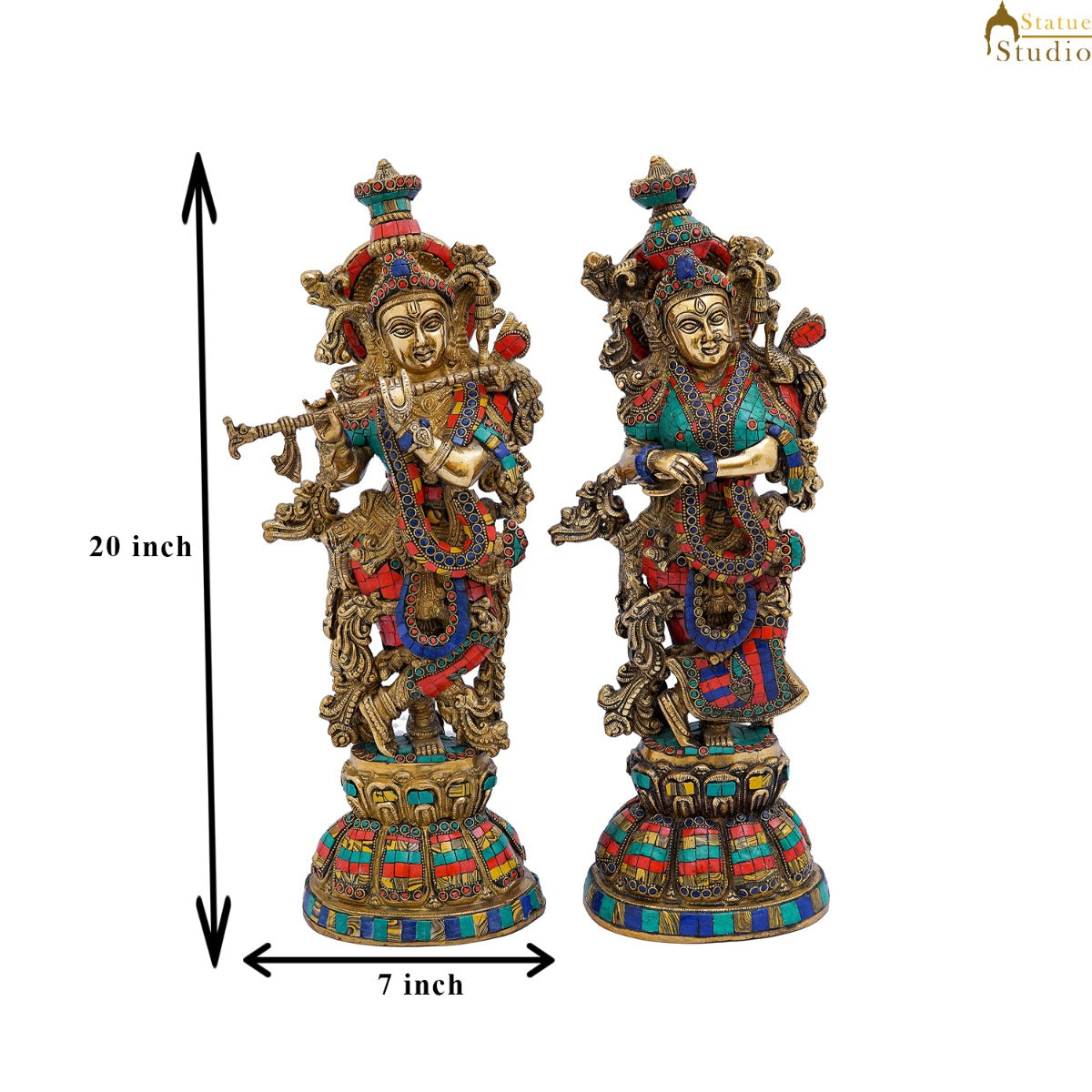 Brass Radha Krishna Idol Home Garden Décor Temple Décorative Gift Showpiece 20"