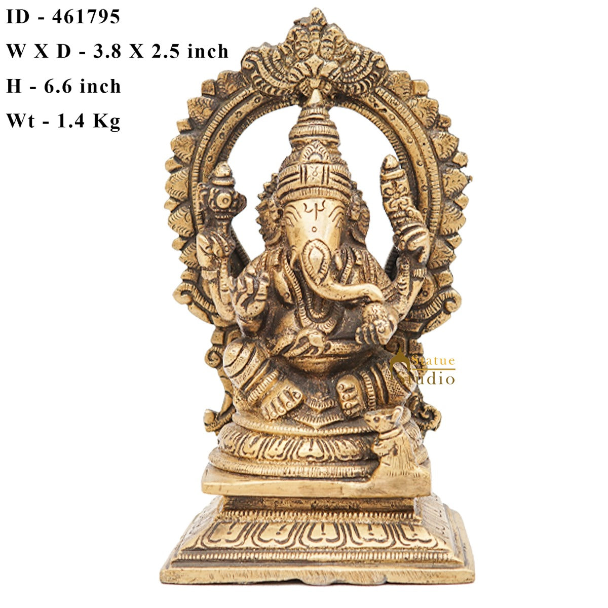 Brass Ganesha Statue Ganpati Idol Home Pooja Office Décor Diwali Gift Idol 6.5"