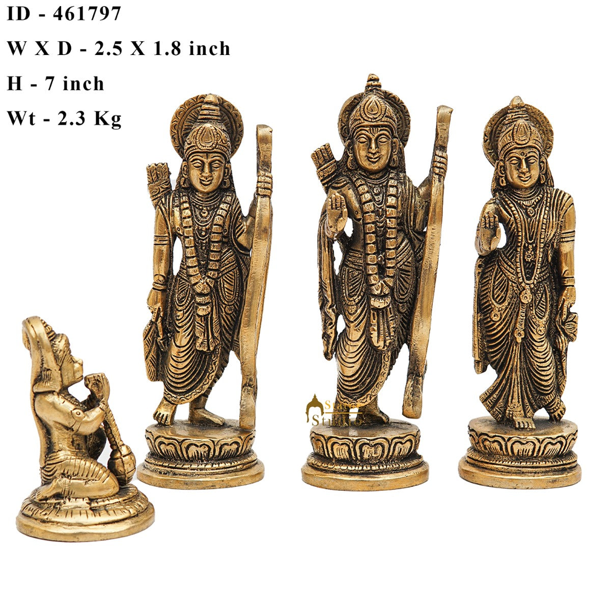 Brass Small Ram Darbar Family Idol Home Pooja Room Décor Showpiece Statue 7"