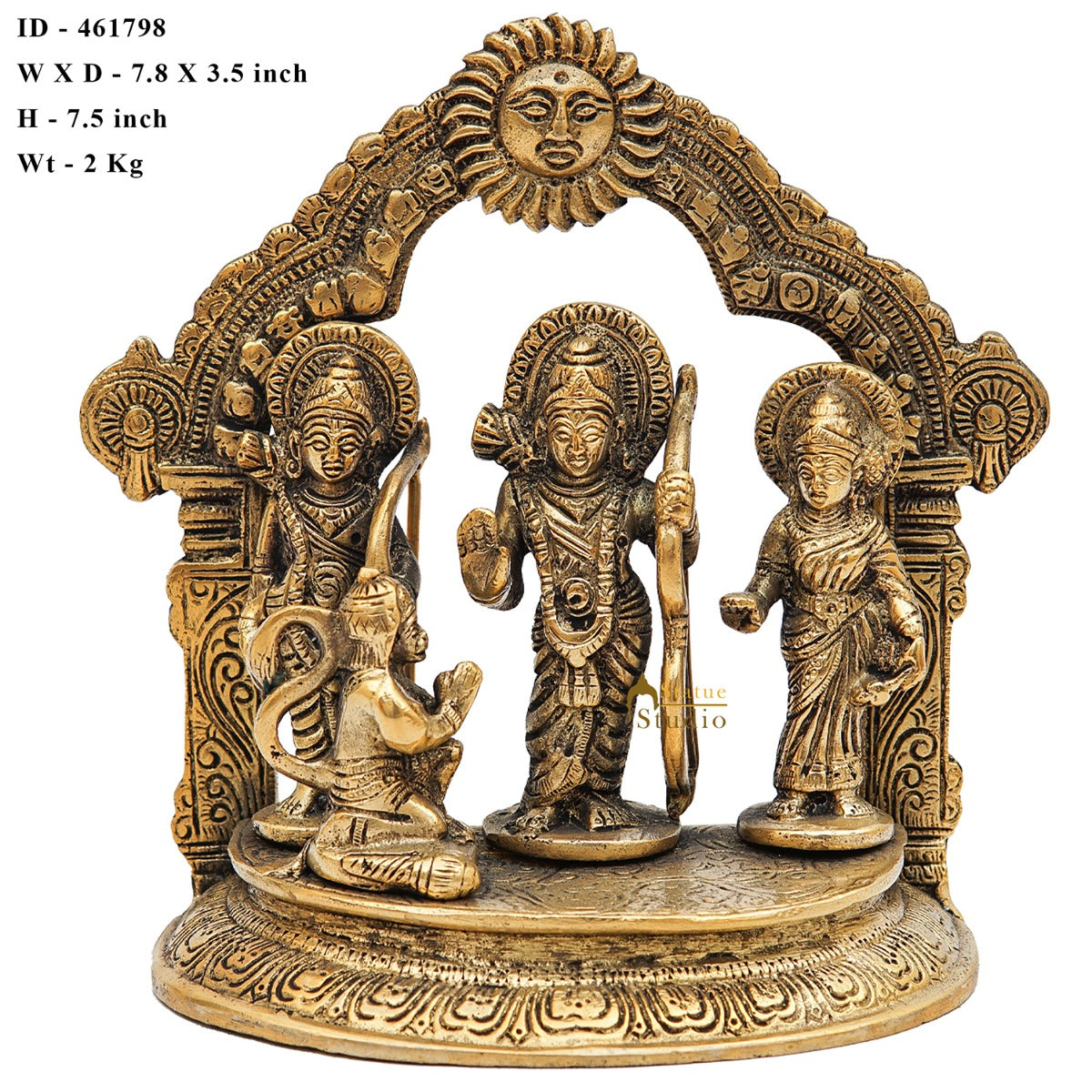 Brass Small Ram Darbar Family Idol Home Pooja Room Décor Showpiece Statue 7"
