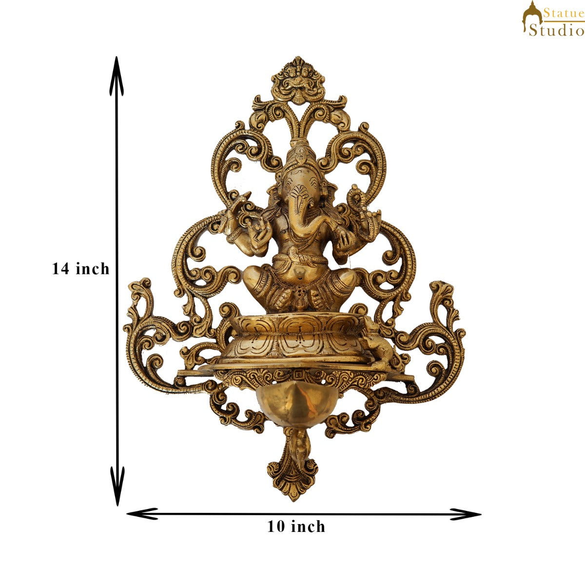 Brass Ganesha Diya Home Wall Hanging Décor Art Statue 17"