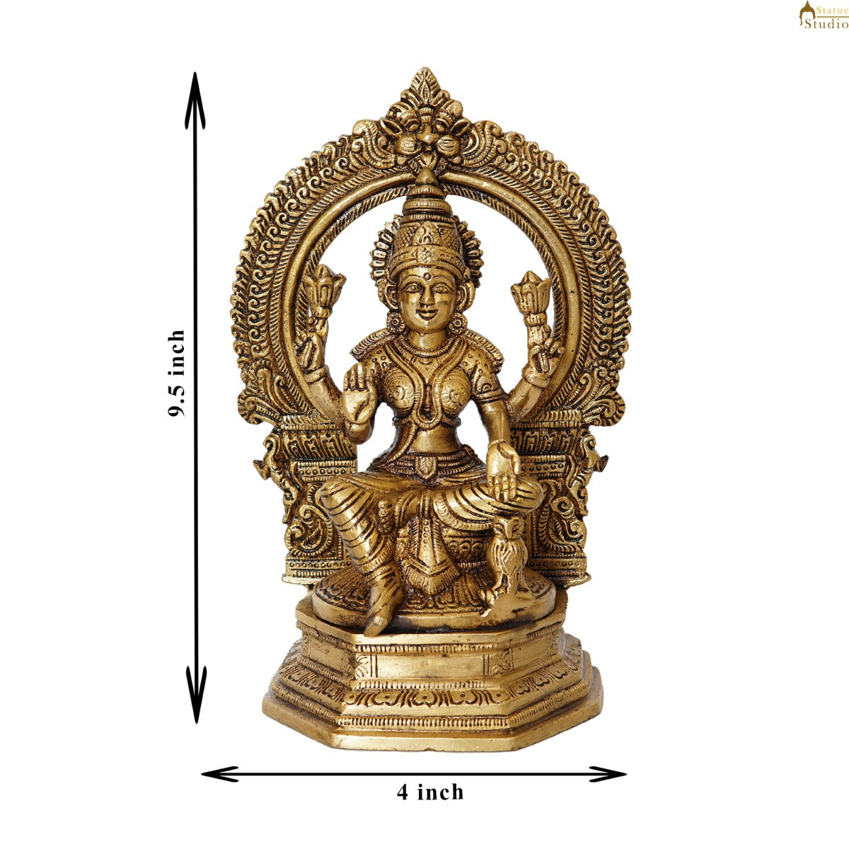 Brass Laxmi Statue With Frame Lakshmi Idol Home Diwali Décor Gift 7"