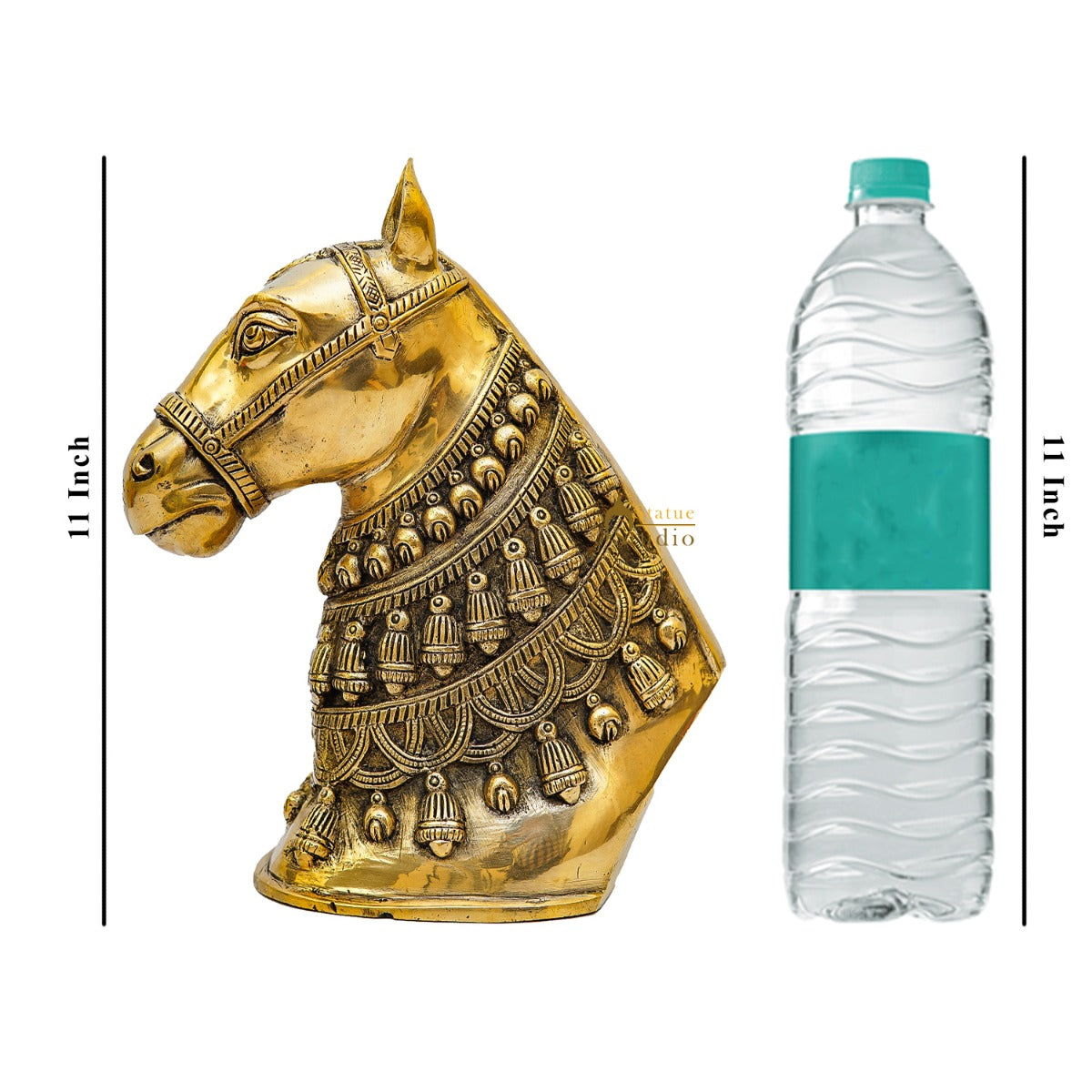 Brass Horse Face Lucky FengShui Vastu Home Décor Gift Showpiece 11"
