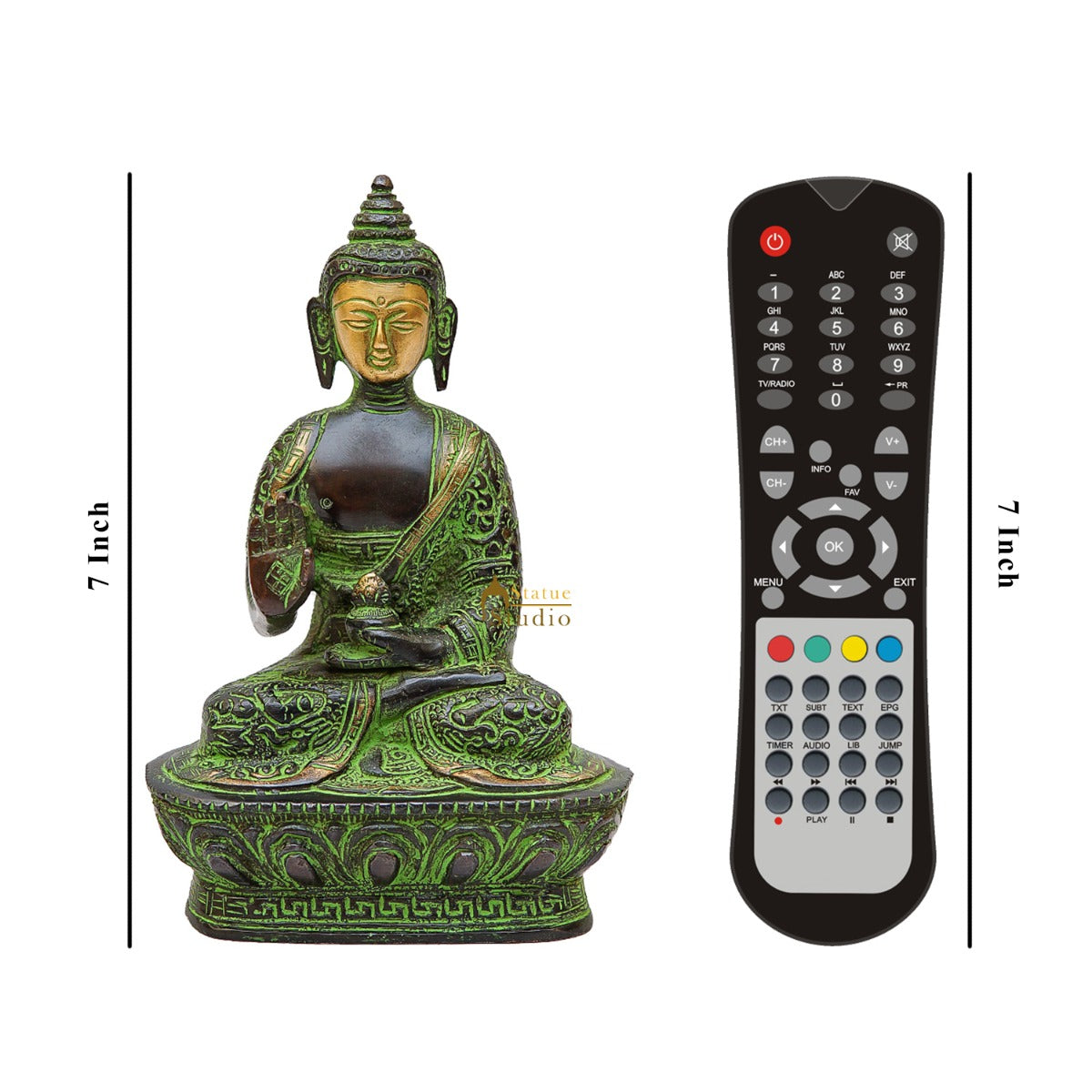Brass Buddha Statue Antique Finish For Home Décor Showpiece 7"