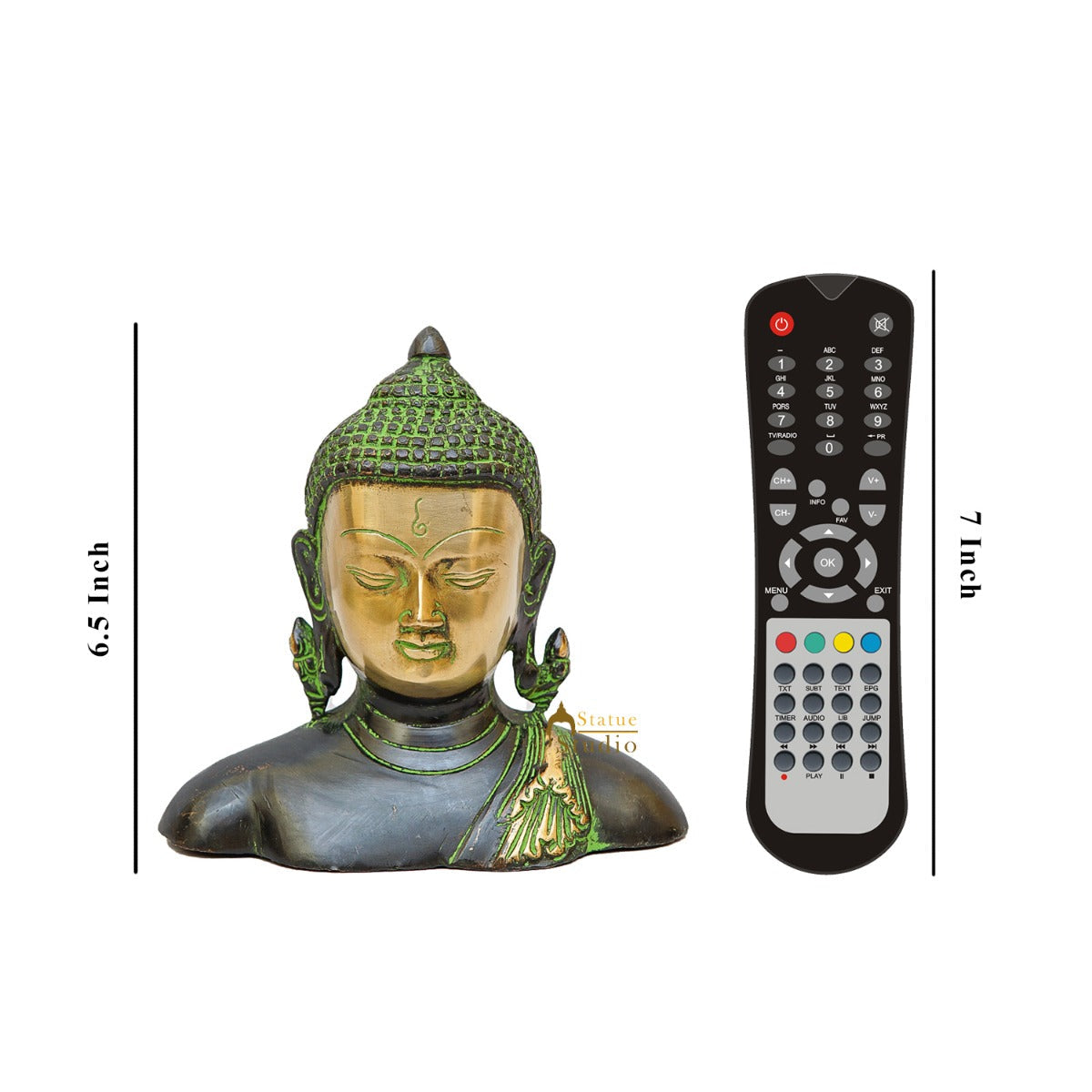 Brass Buddha Bust Idol Antique Finish Showpiece For Home Office Table Decor 6"