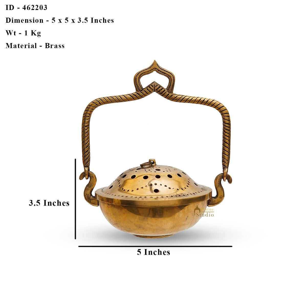 Brass Hanging Dhoop Dani Incense Burner For Pooja Room Decor Diwali Gift Showpiece 3.5"