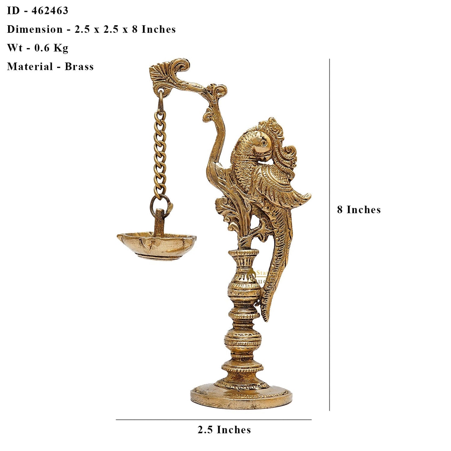 Brass Antique Bird Diya For Pooja Room Decor 8"