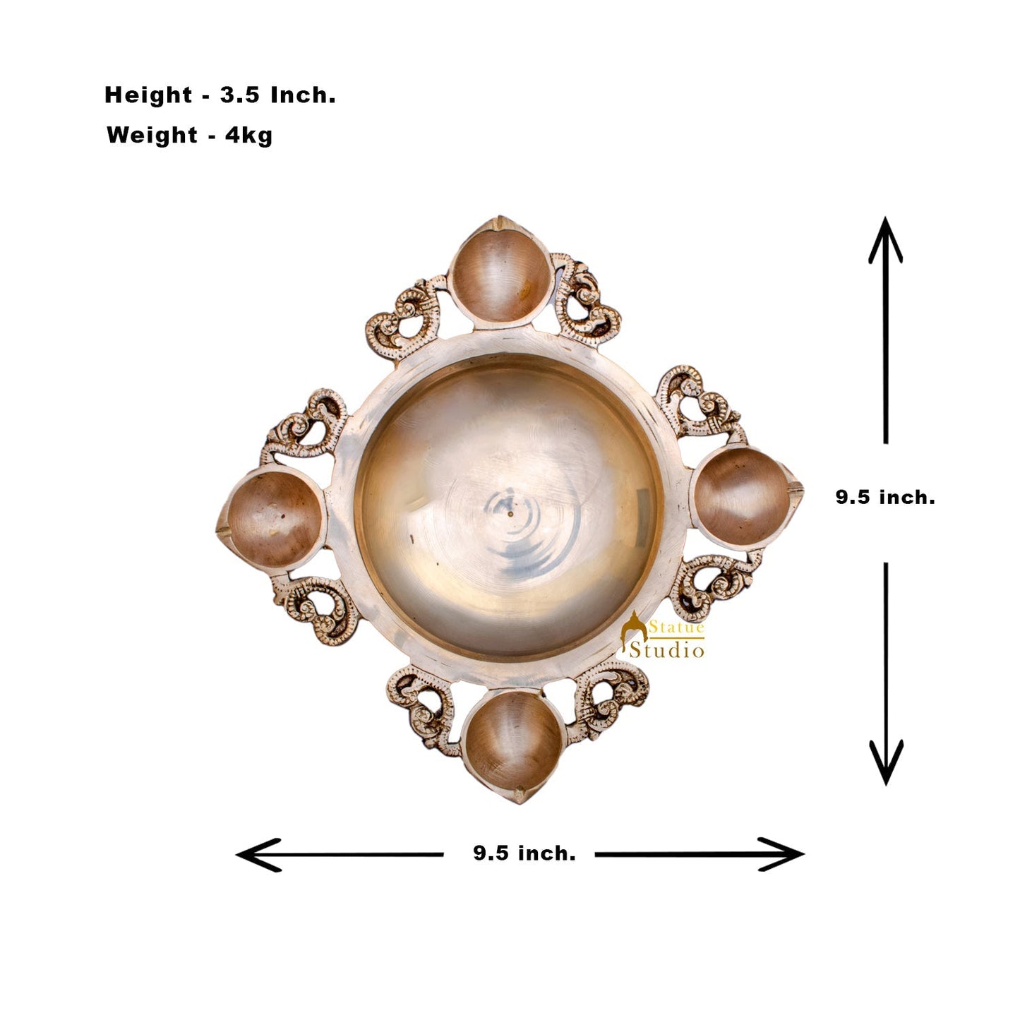 Brass Designer South Indian Urli For Home Garden Office Decor Gift 3"