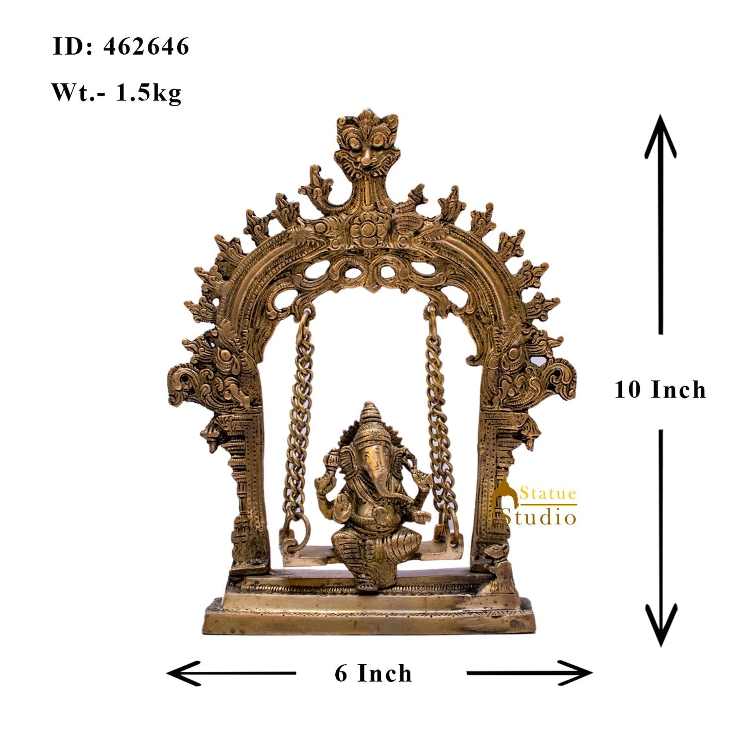 Brass Ganesha Idol On Swing Statue 10 Inch