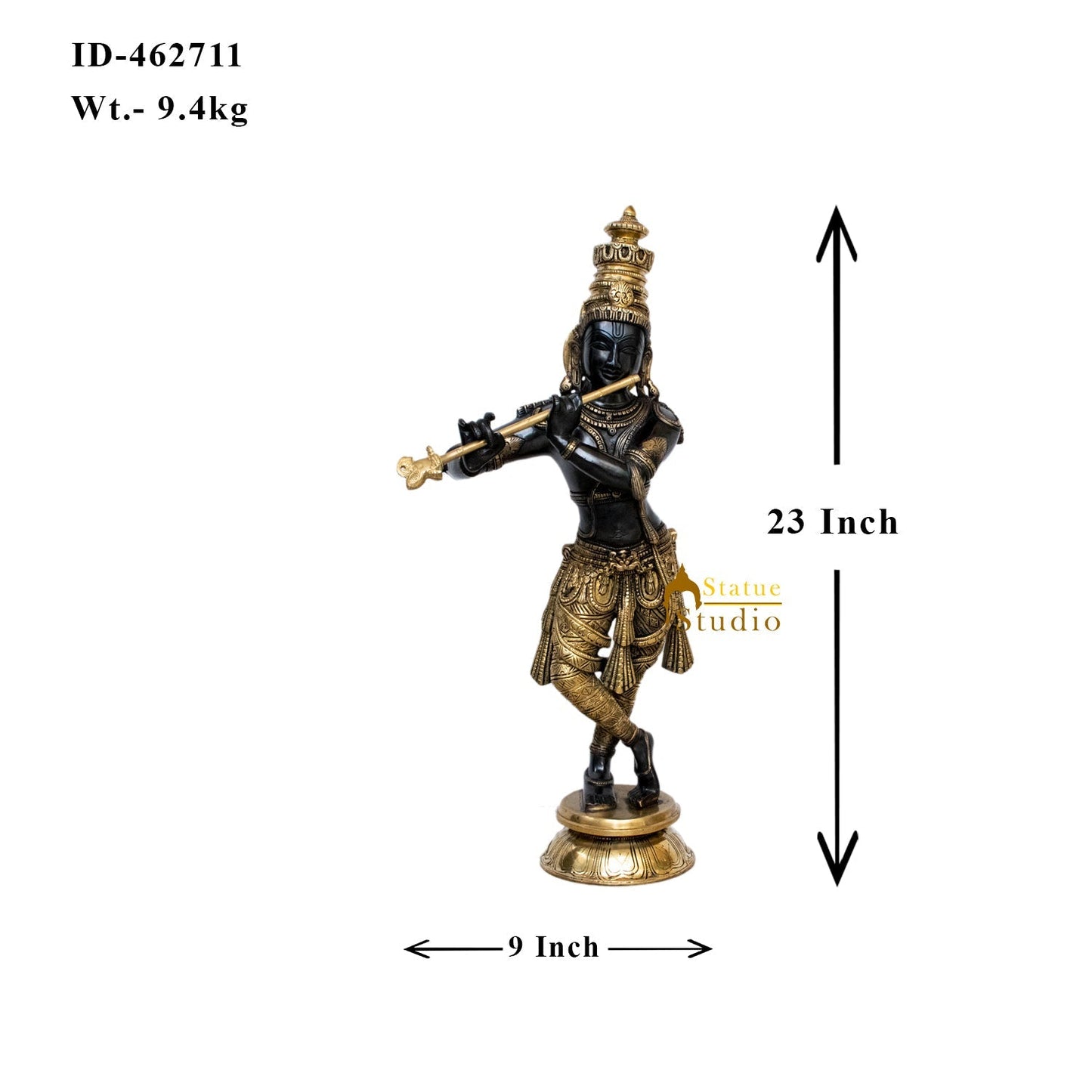 Brass Hindu God Krishna Idol Statue Decor 2 Feet