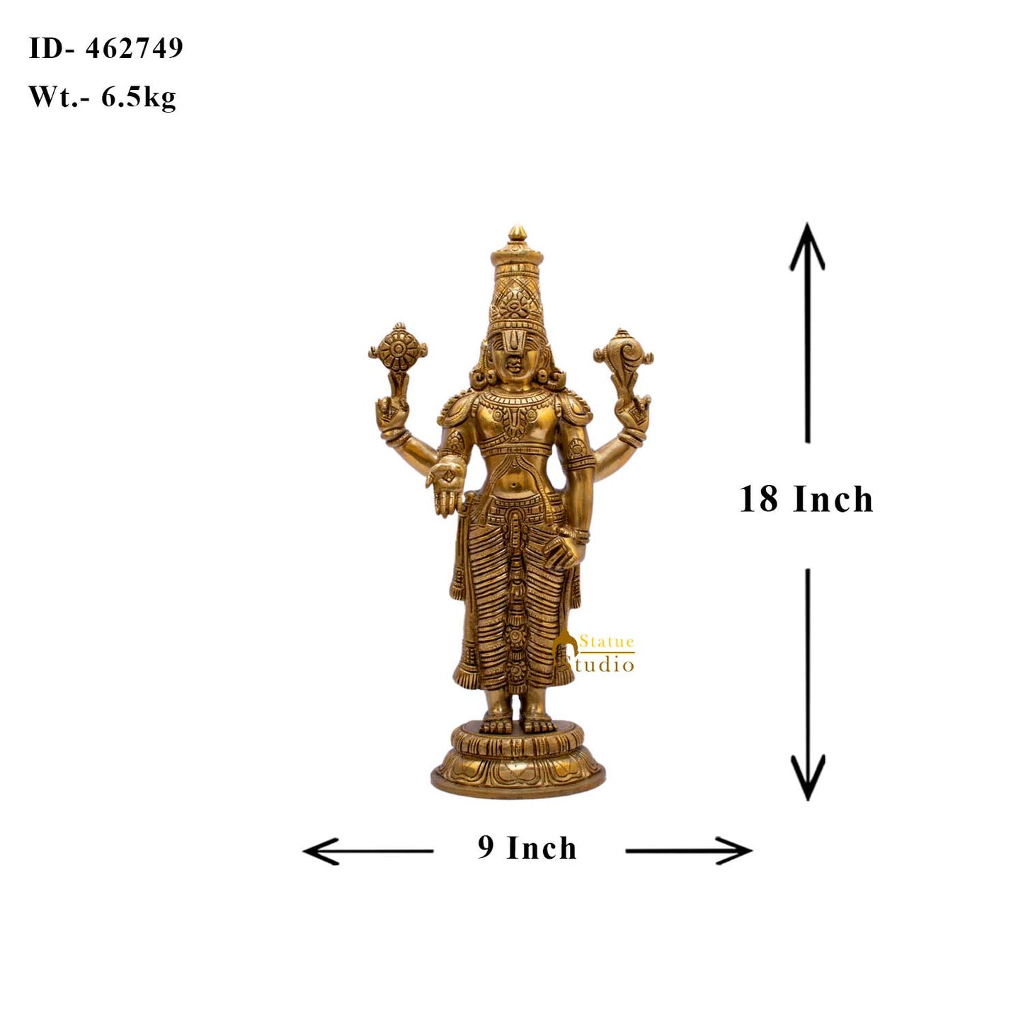 Brass Tirupati Balaji Idol 1.5 Feet