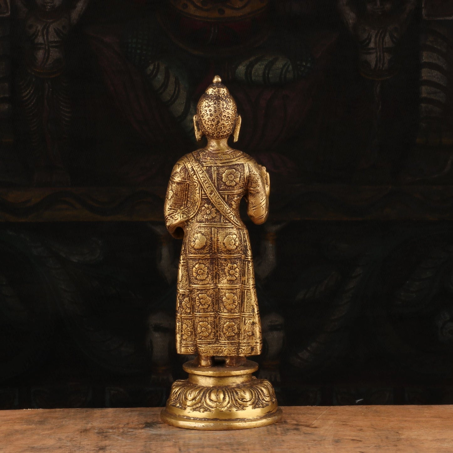 Brass Standing Buddha Statue Showpiece For Home Decorative 8"