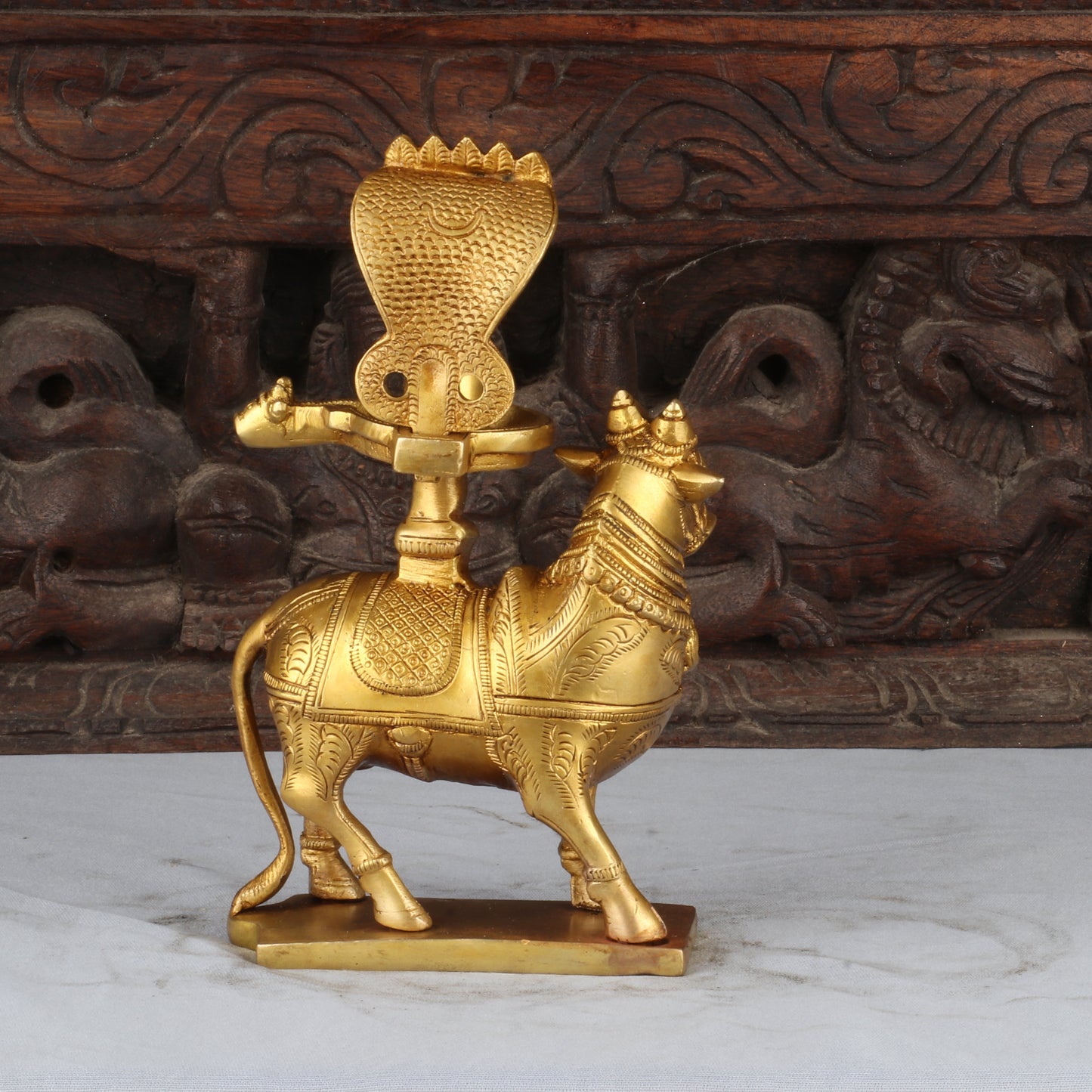 Brass Shiva Nandi Statue Brown Finished Idol Figurine For Decor 8"