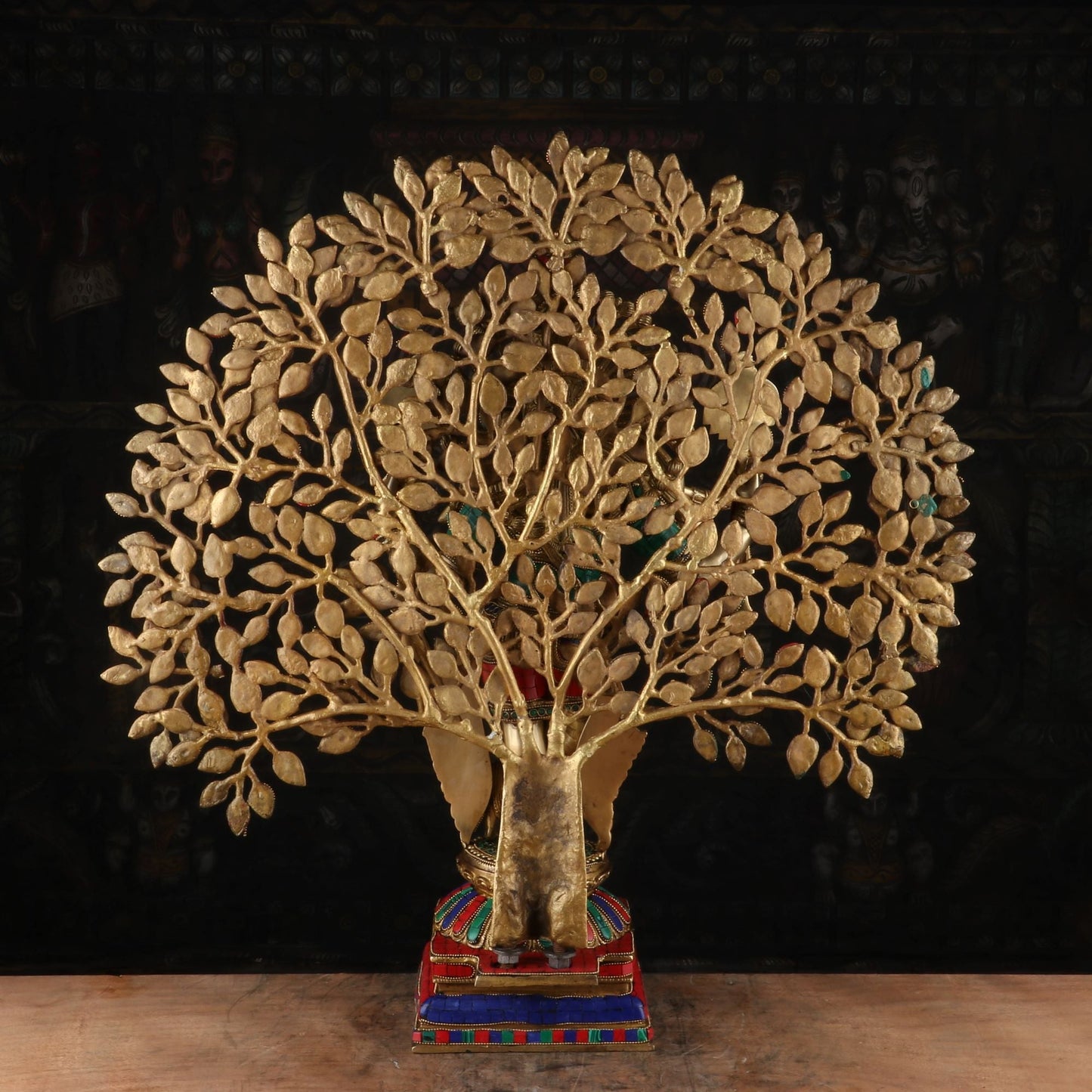 Brass Krishna Statue with Kalpavriksha Tree 28" by StatueStudio