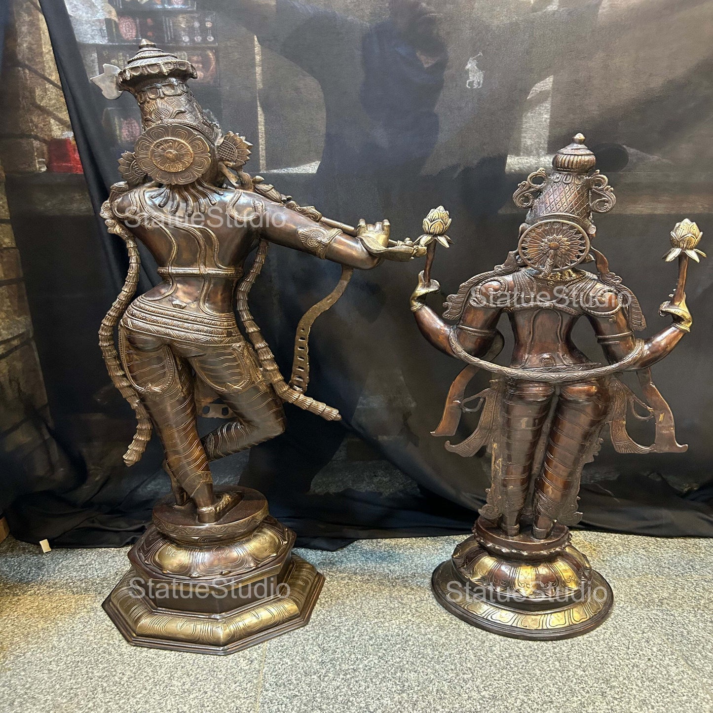 Brass Lord Radha Krishna Idol Antique Finish For Home Decor Showpiece 4 Feet