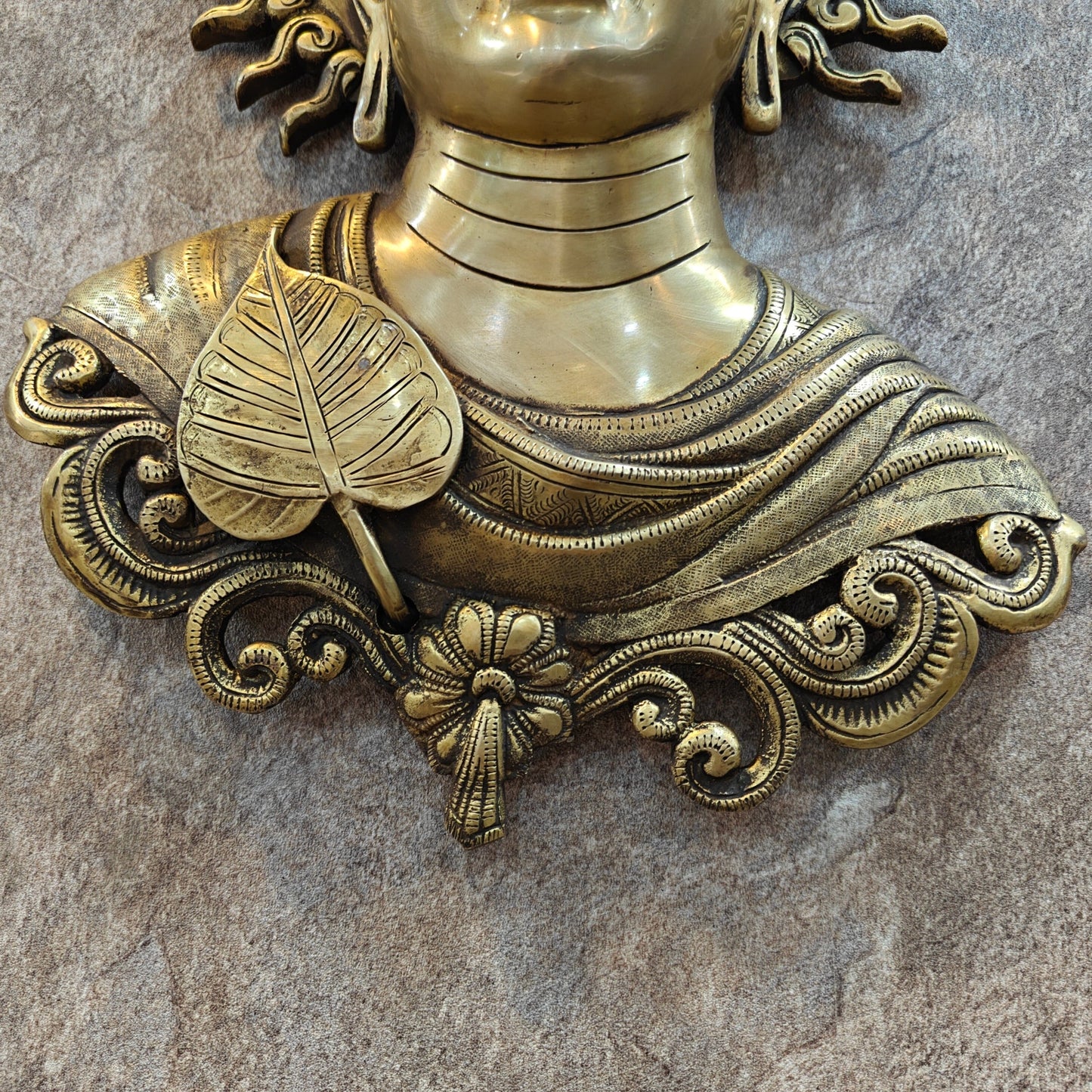Brass Buddha Bust Wall Hanging For Home Decor 15 Inch
