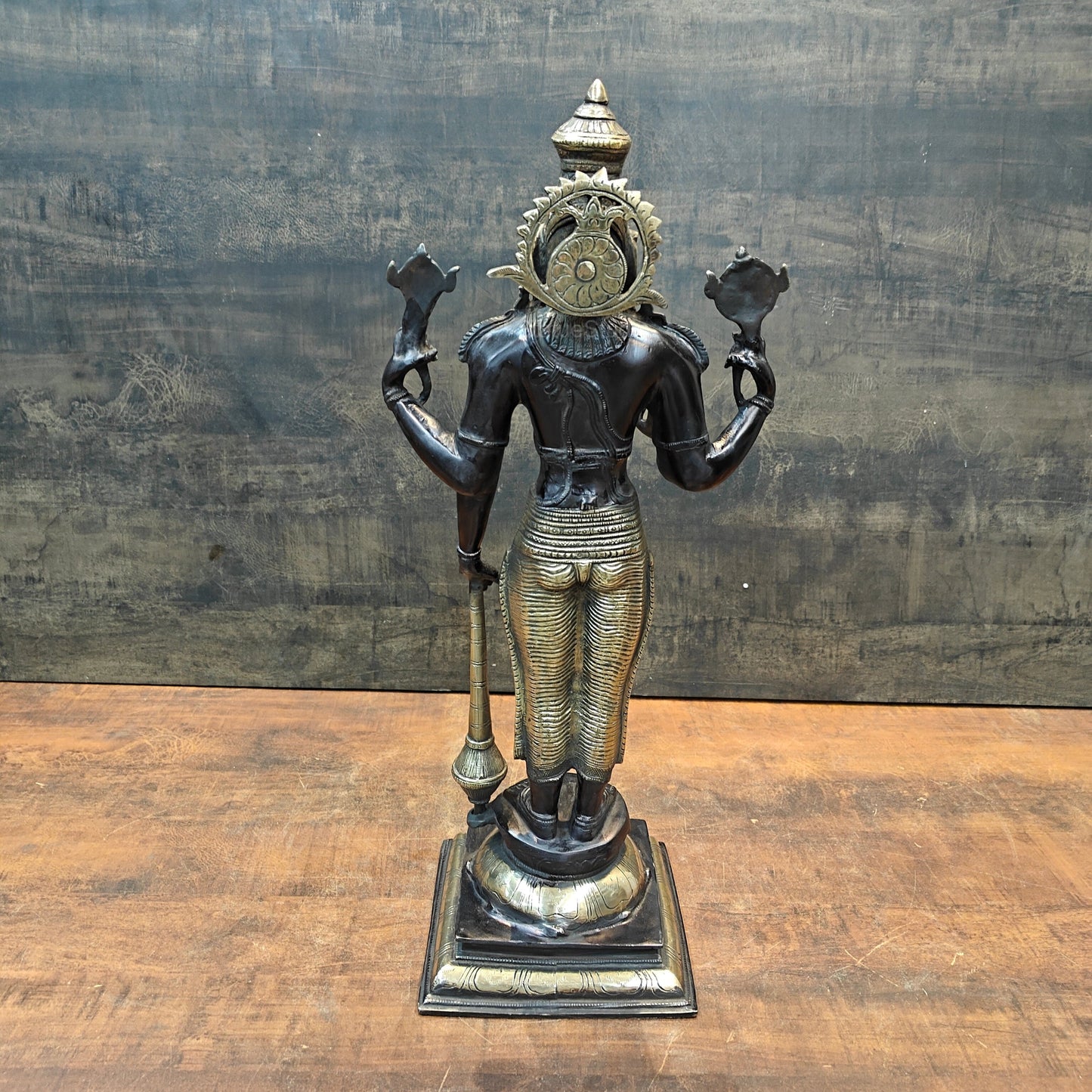 Brass Lord Vishnu Idol Black & Gold Finish 20 Inches