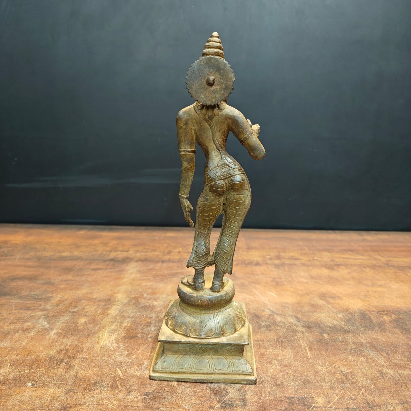 Brass Standing Parvati Statue Antique Patina Finish 12 Inch