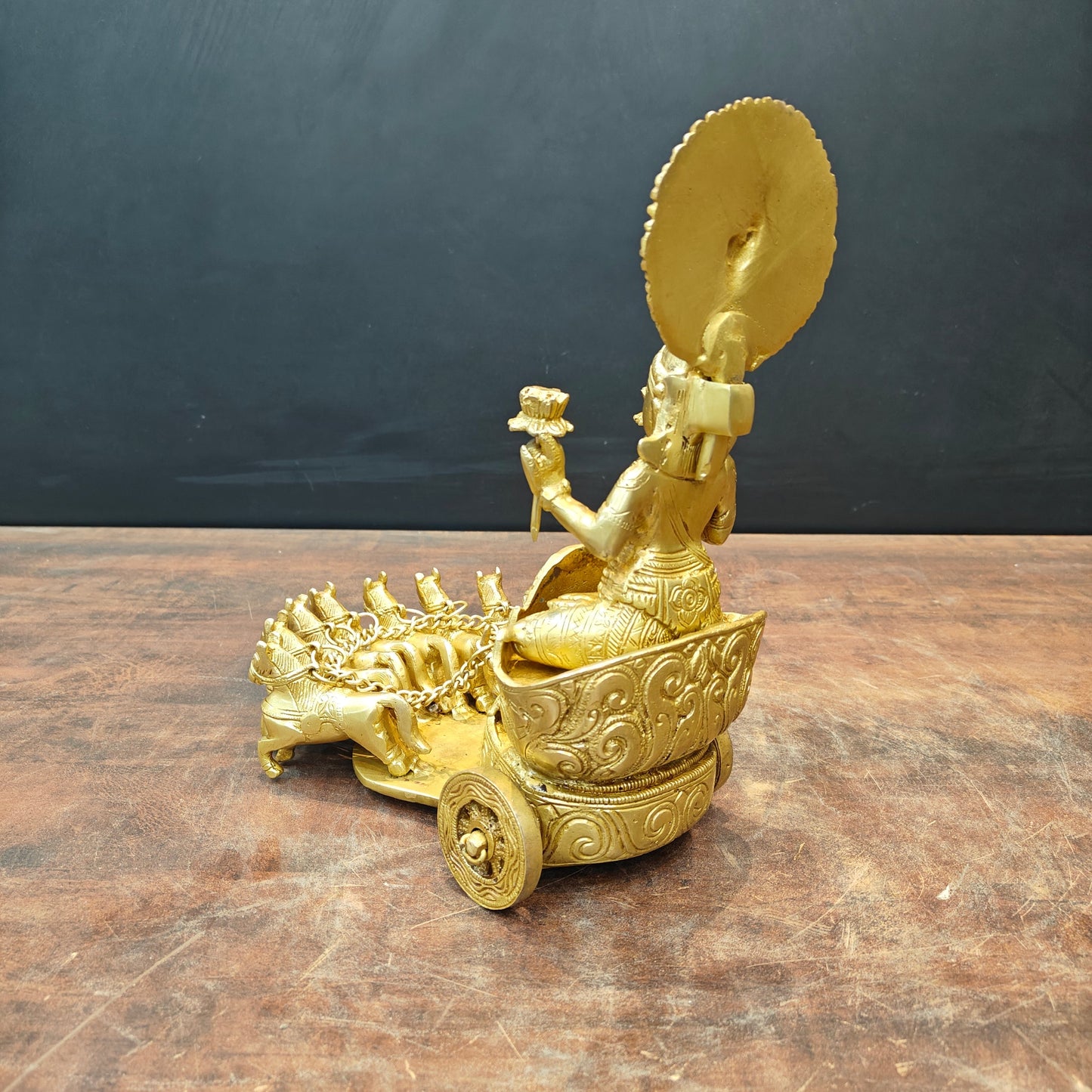 Brass Surya Rath With Seven Horses 12 Inch