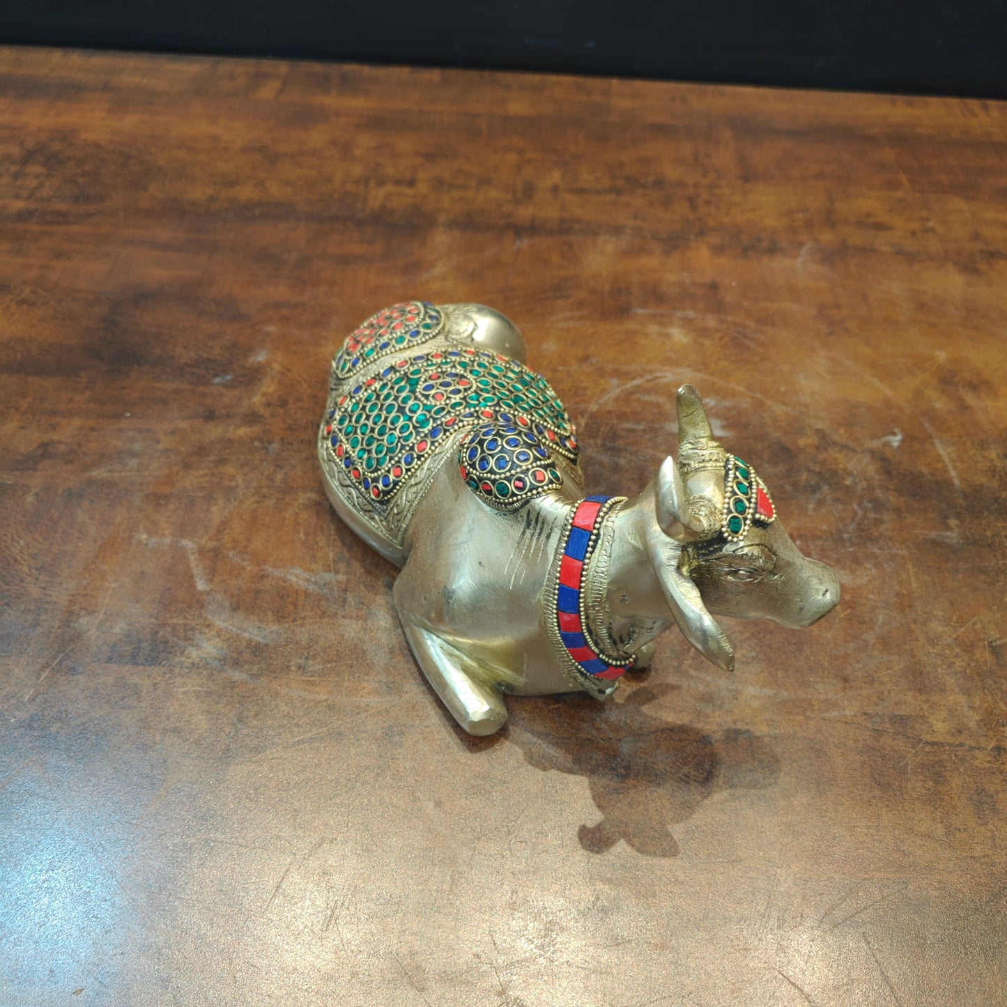 Brass Nandi Idol Stone Work For Home Decor Showpiece 9 Inch