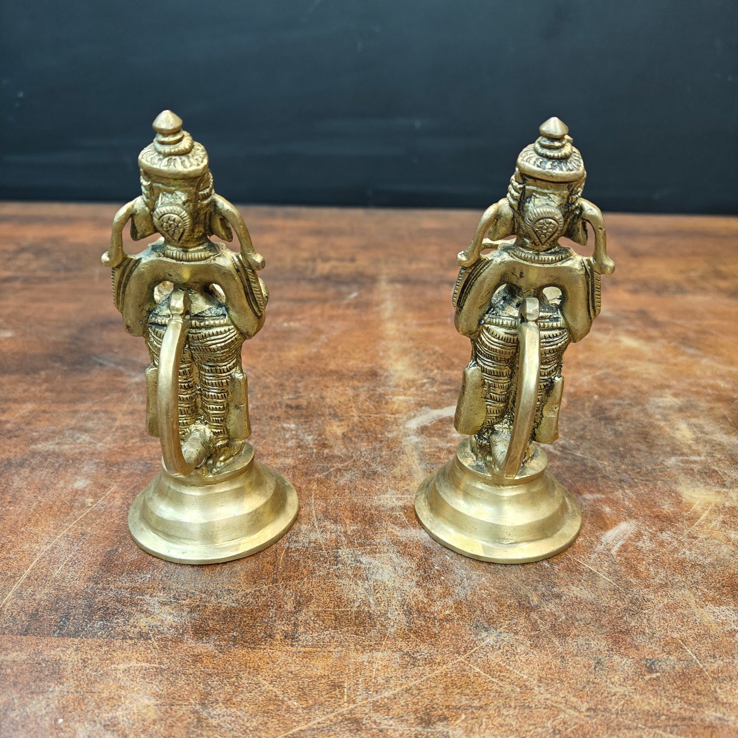 Brass Fine Ganesha Diya Pair For Home Temple Religious Decor Showpiece 5 Inch