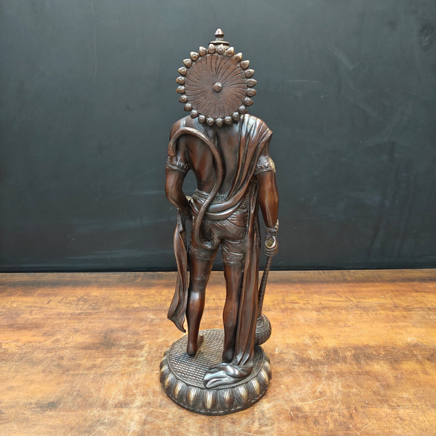 Brass Finely Crafted Standing Hanuman Idol Antique Finish 2 Feet
