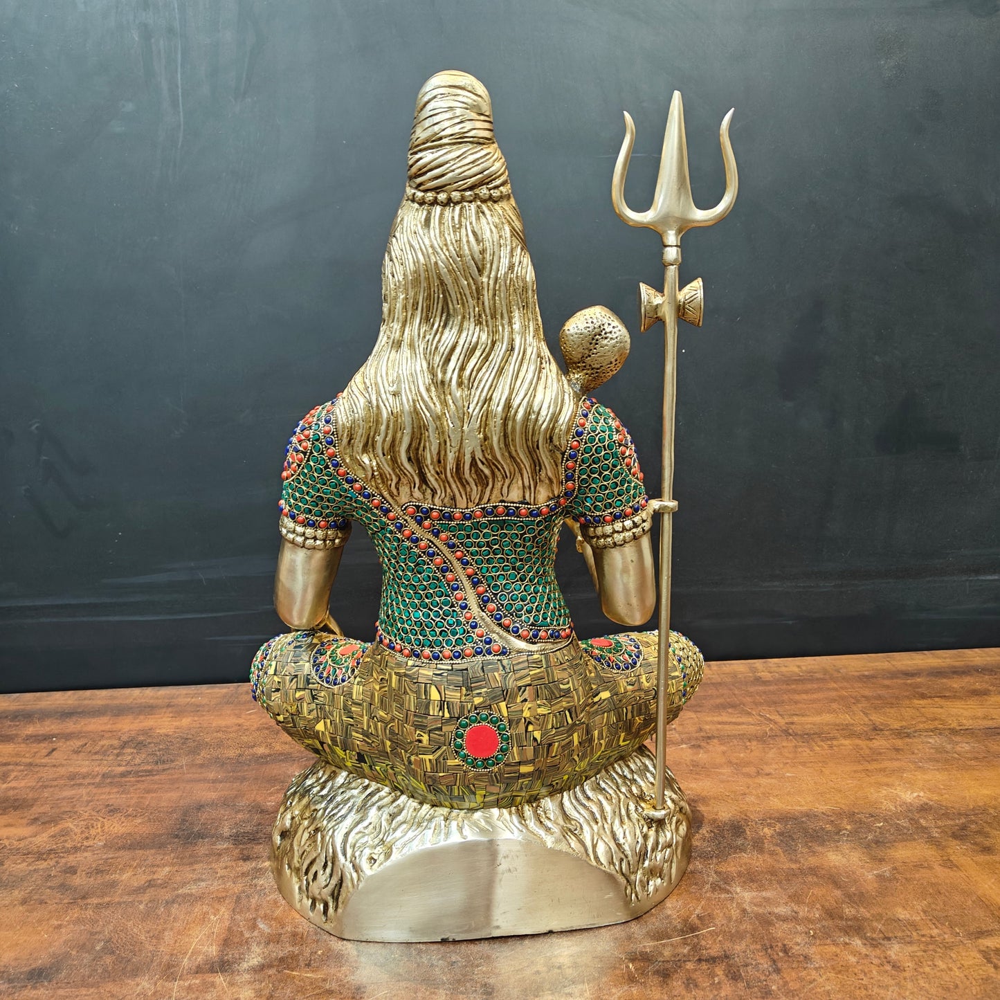 Brass Large Shankar Bhagwan Bhole Nath Idol Stone Work 2 Feet