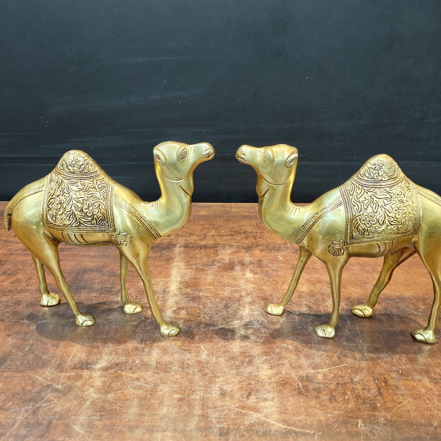 Brass Camel Pair Sculpture Vastu Recommended Showpiece 12 Inch