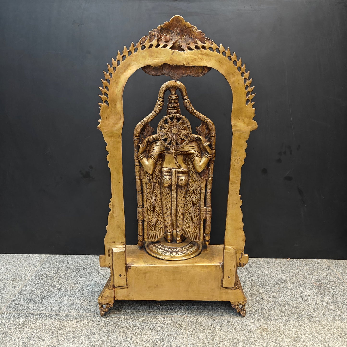 Brass Lord Tirupati Balaji Idol Venkateshwara Swamy Antique Finish 3 Feet