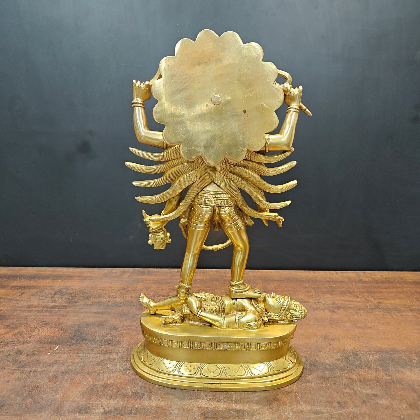 Brass Kali Mata Idol With Four Arms Golden Finish 1.5 Feet