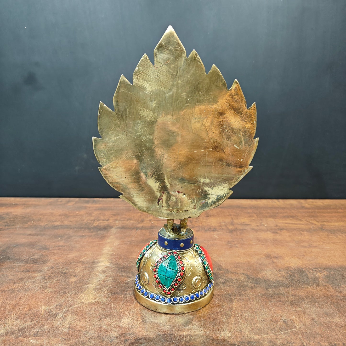 Brass Peacock Lamp Diya With Stone Work For Home Decor 12 Inches