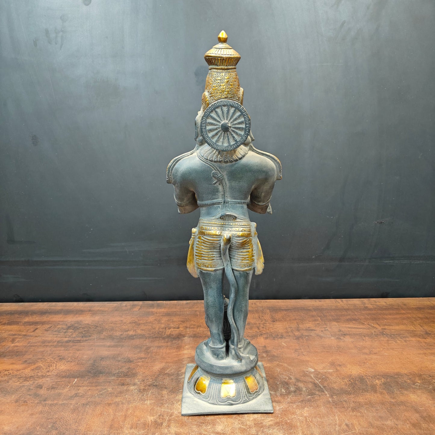 Brass Standing Hanuman Idol In Namaskar Mudra Antique Sand Finish 23 Inch