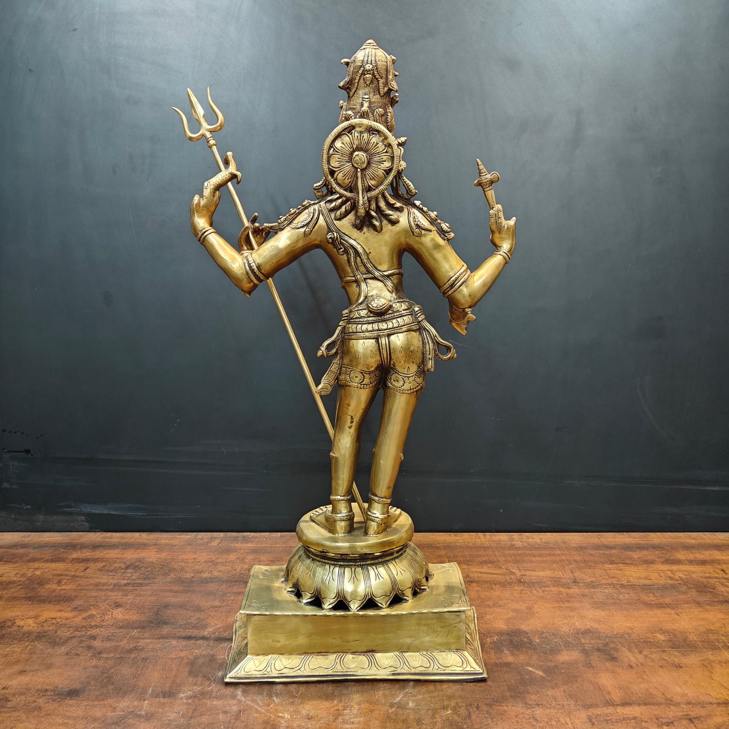Brass Standing Lord Shiva as Pashupatinath Statue 32 Inches
