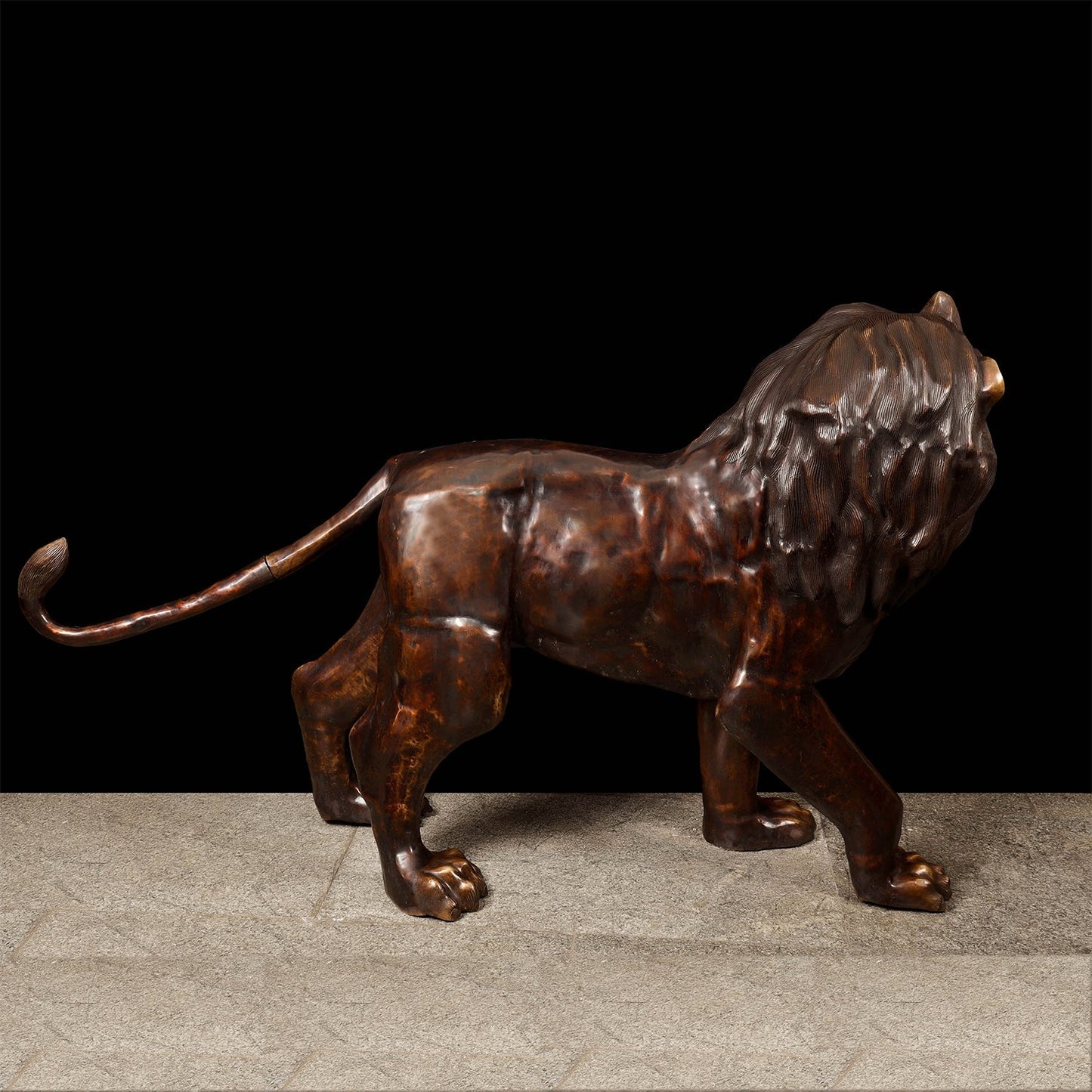 Brass Large Size Lion Statue Sculpture Decor Showpiece 77 Inches