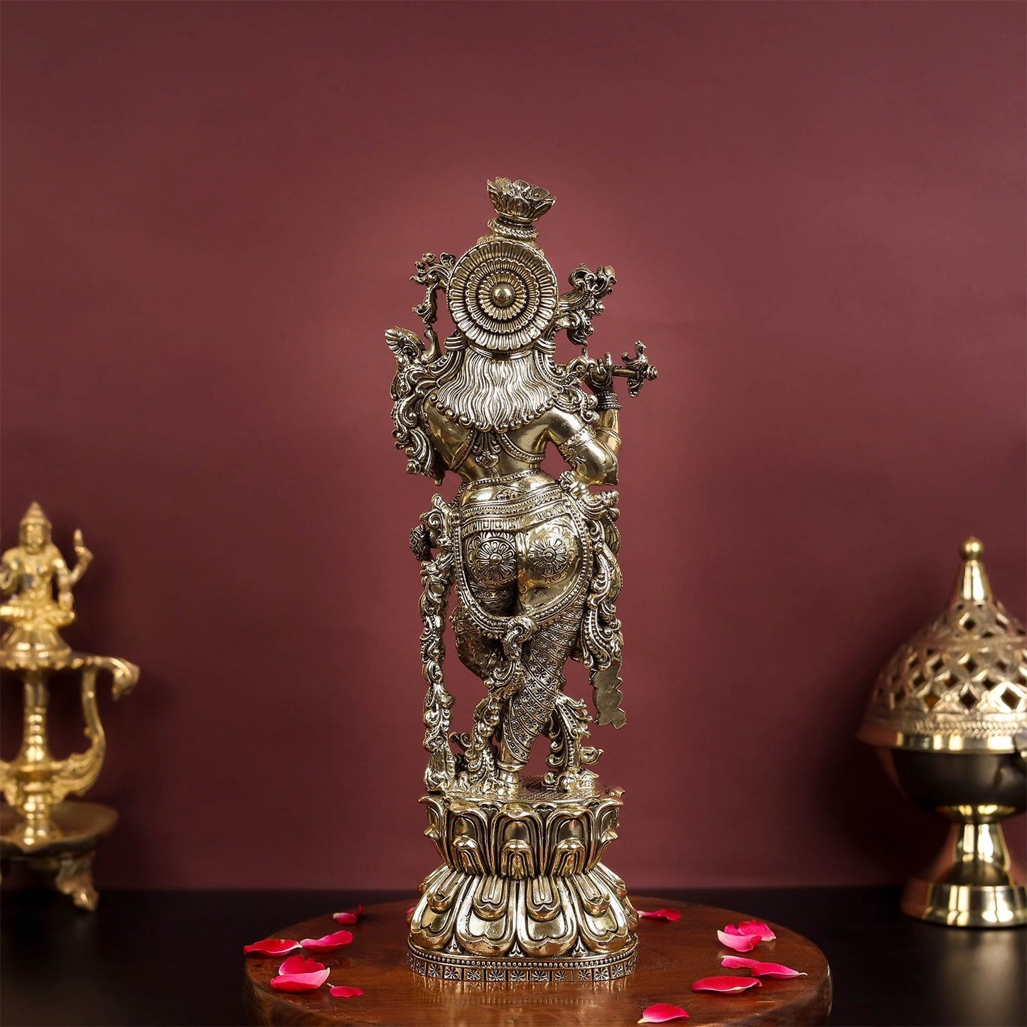 Brass Antique Lord Krishna Idol 11"