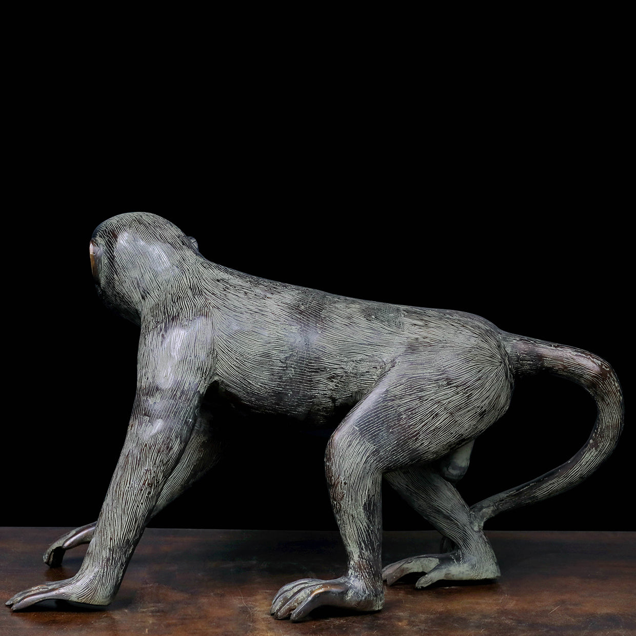 Brass Monkey Statue Sculpture Antique Finish For Decor Showpiece 20 Inch