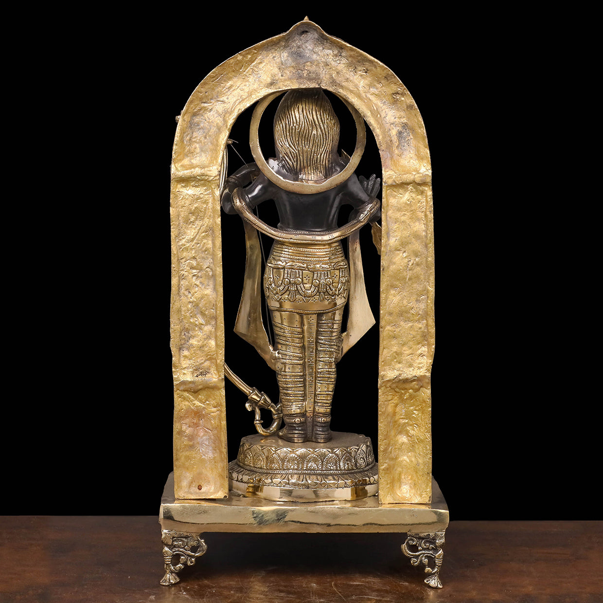 Brass Ram Lalla Statue With Arch and Enhanced Carvings 2 Feet