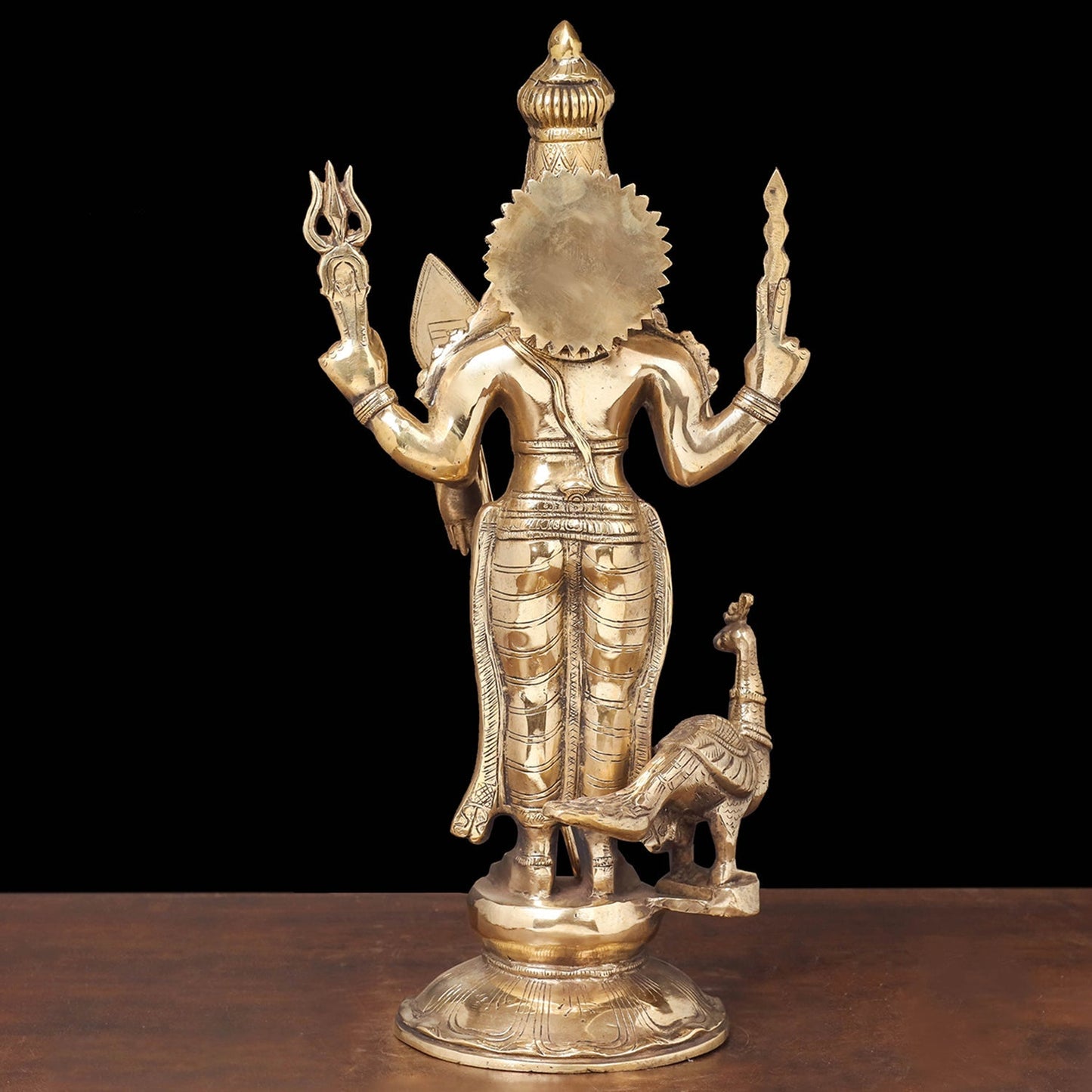 Brass Kartikeya Murugan Swamy Idol With Peacock 20 Inches
