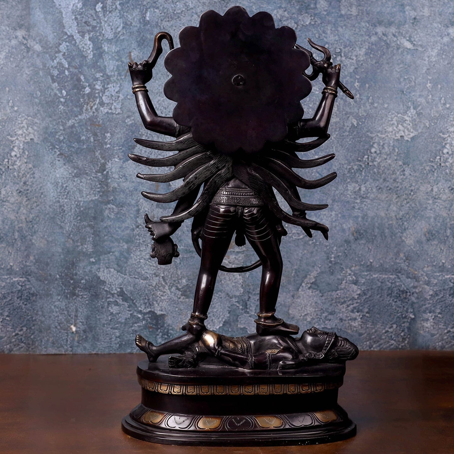 Brass Kali Mata Idol Black Patina Finish For Home Decor 1.5 Feet