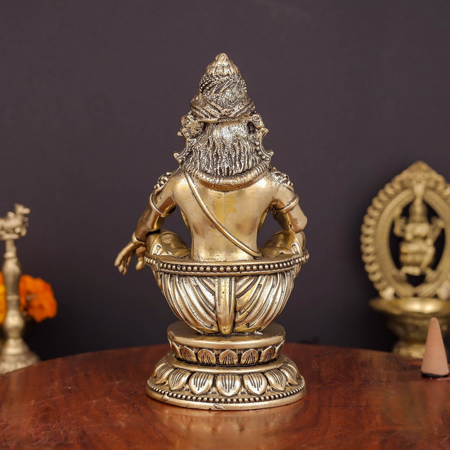 Brass Superfine Ayyappa Swamy Idol For Home Temple Decor 5 Inch