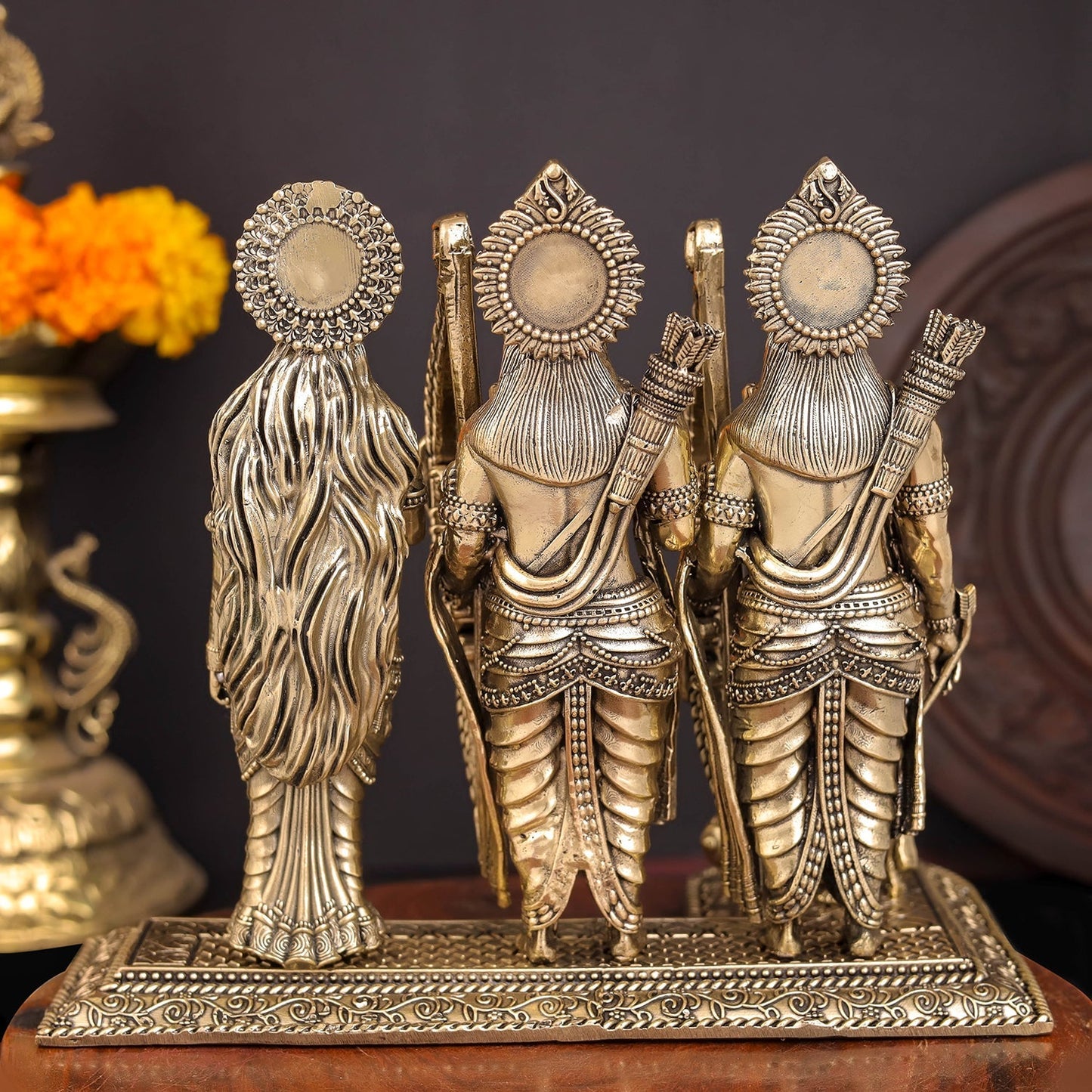 Brass Superfine Ram Darbar Idol With Intricate Carvings 7.7 Inches