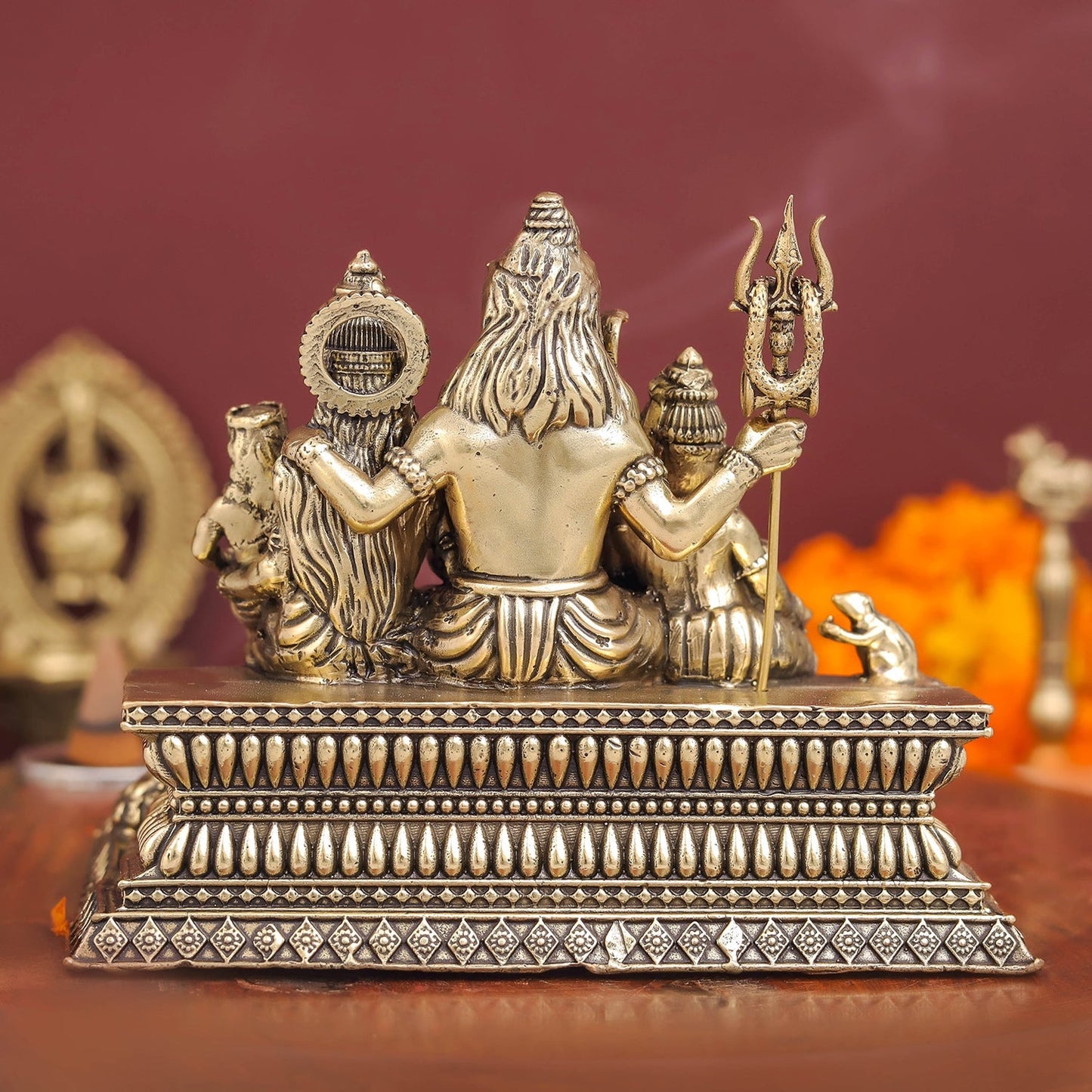 Brass Superfine Complete Shiva Family Idol 4 inch